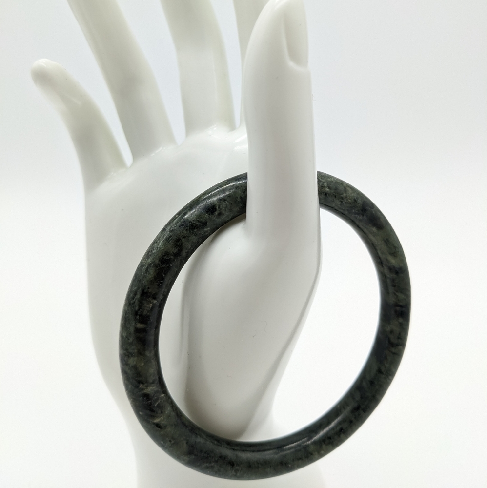 Vintage Spinach Green Marble Bangle Bracelet Vintage Chinese jadeite spinach